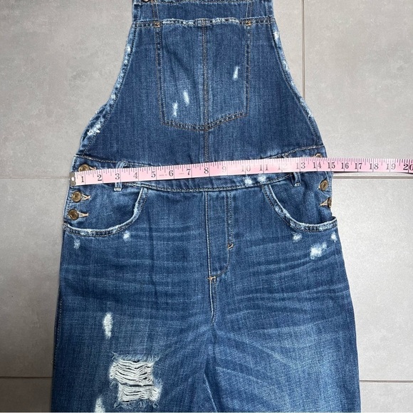 ZARA Trafaluc Denimwear Distressed Straight Leg Overalls Size US Small - Picture 8 of 14